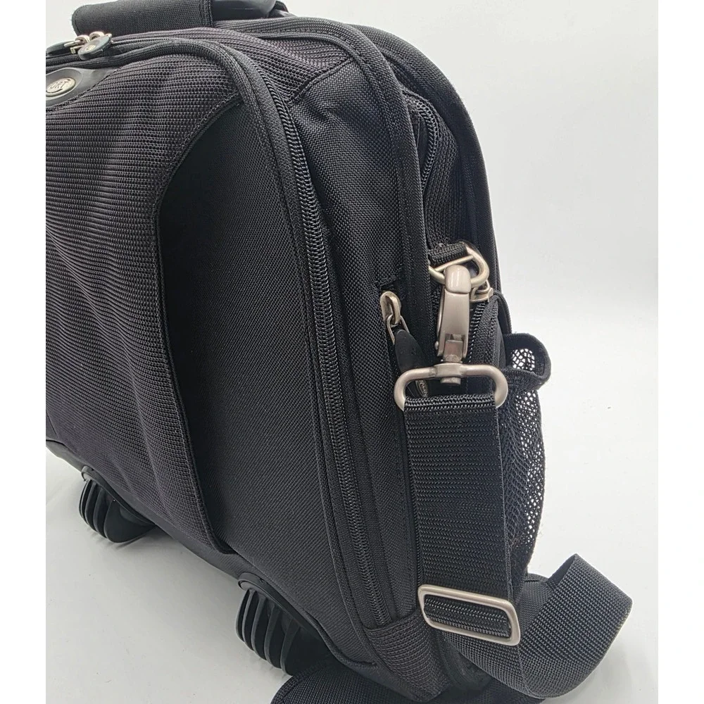 Port Designs Black Ballistic Nylon Laptop Briefcase Messenger Bag 16.5x6.5x13in